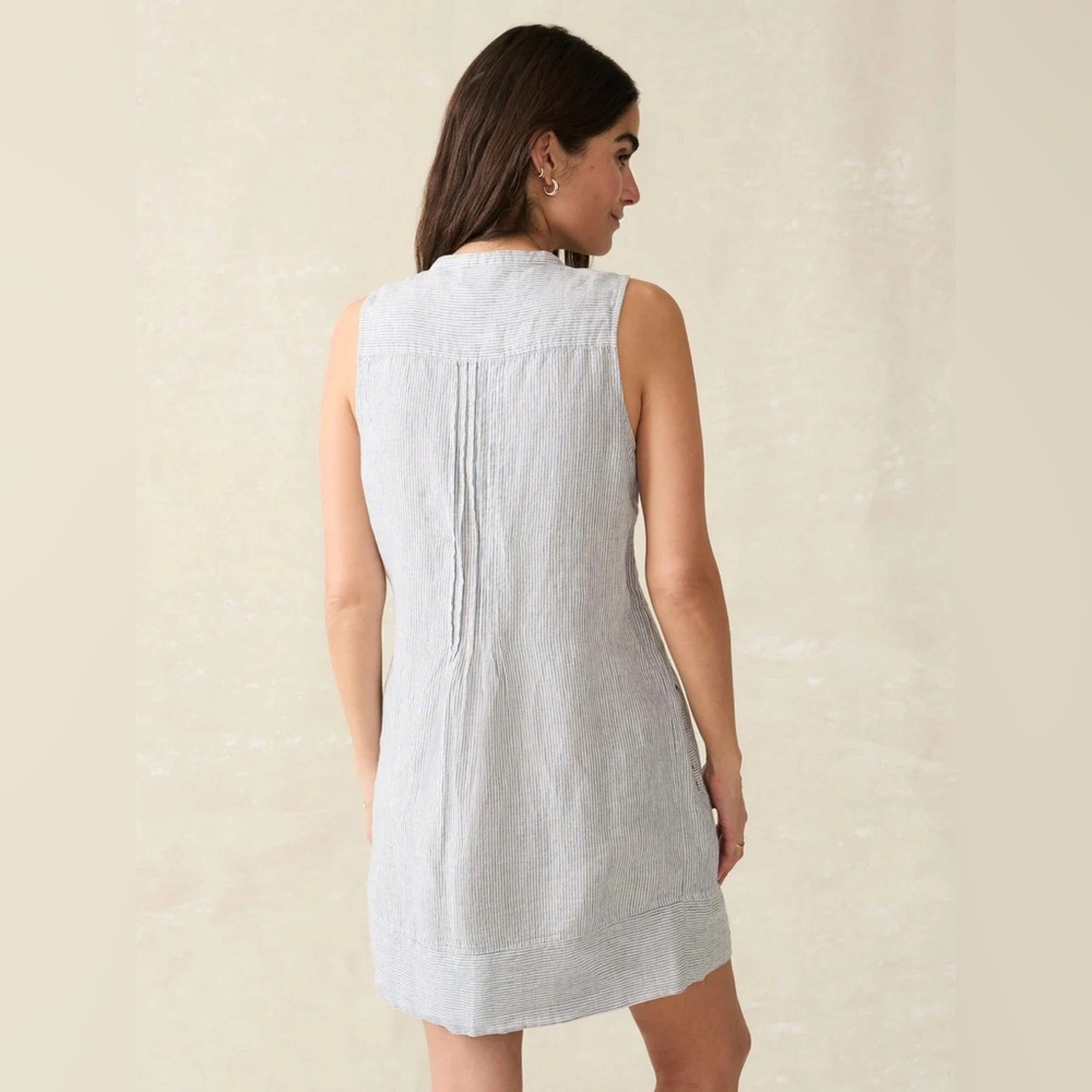 *New* Faherty Blue and White Striped Linen Dress, Size XL - Picture 3 of 3